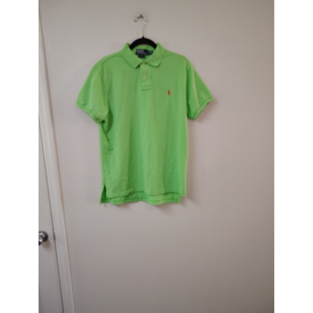 Polo Ralph Lauren Custom Fit Lime Green Polo Shirt Red Pony Logo Large